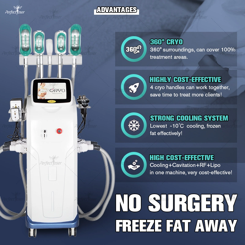 360° Cryolipolysis Slimming Fat Freezing Weight Loss Freeze Cryo Lipo Laser Beauty Vacuum Cavitation System Lipolaser RF Cool Body Sculpting Machine