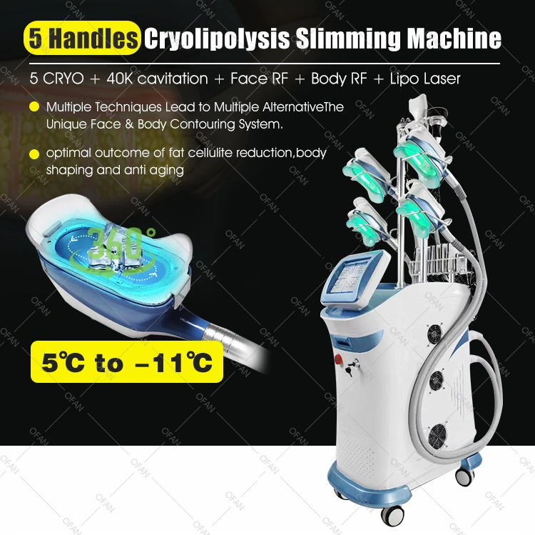 Ofan Cooling Device Slim Facial Therapy Cryo Lipolaser Cavitation RF Vacuum Cryolipolysis Machine for Sale